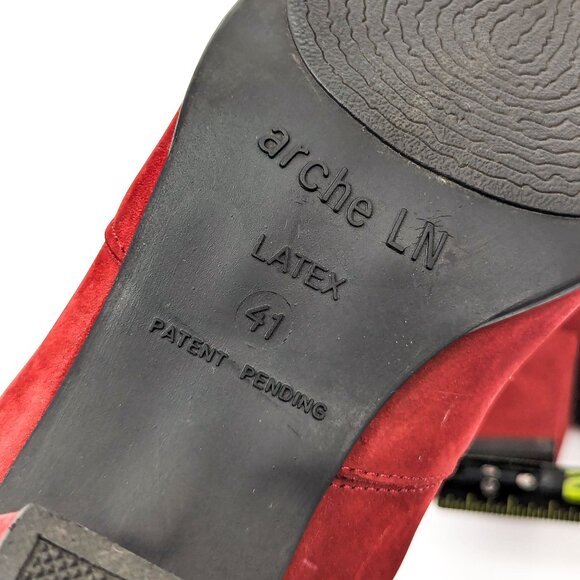 Arche Paris Women Red Garnet Nubuck Zip Heel Fashion Ankle Boots Size 10US EUR41 - Picture 8 of 8